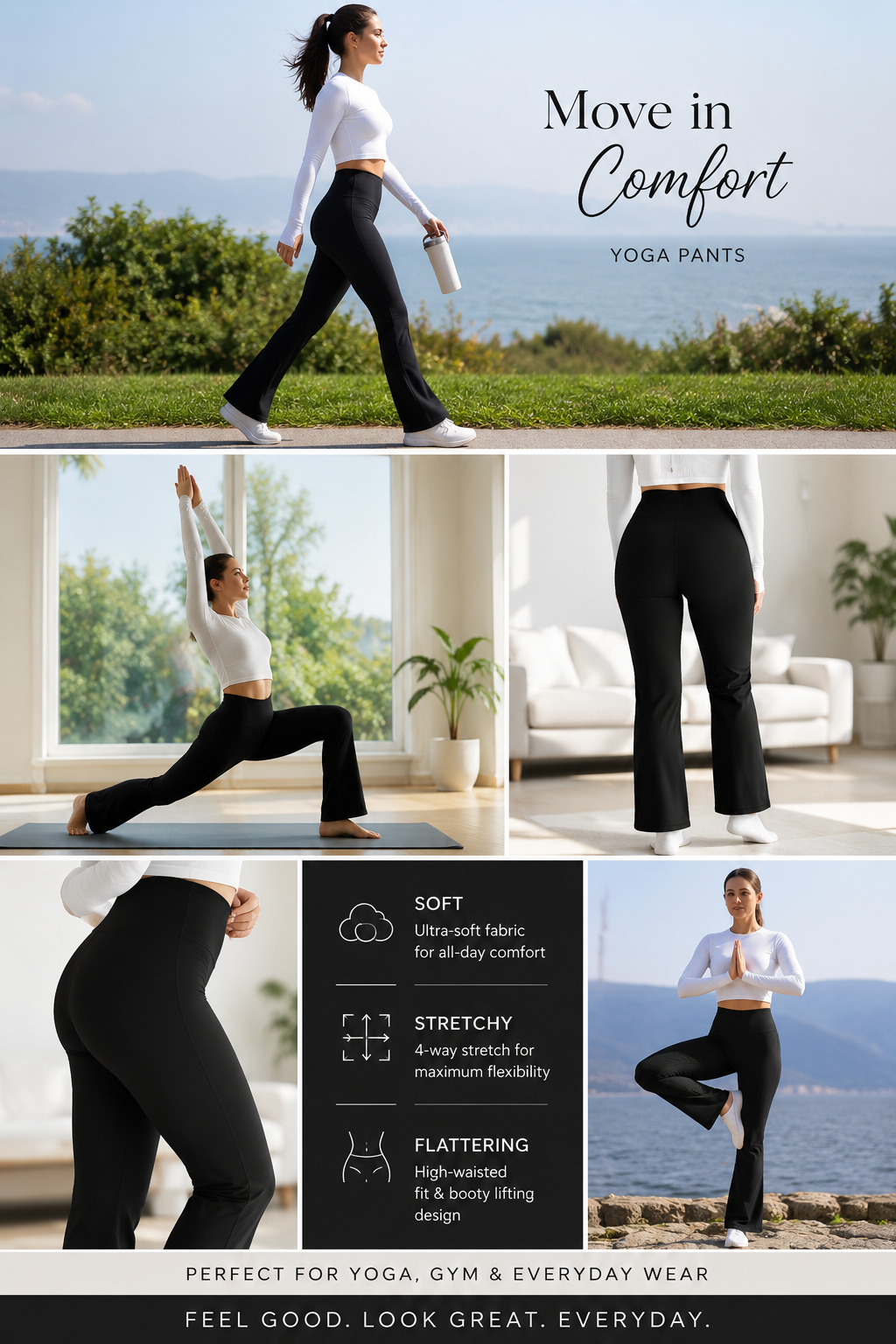 High-Waist Flare Yoga Pants for Women, Sportwear Long Flared Legging