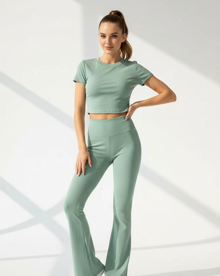 Shimmer Women’s Short Sleeve Crop Top – Quick Dry, Breathable, Eco-Friendly Jersey Tee