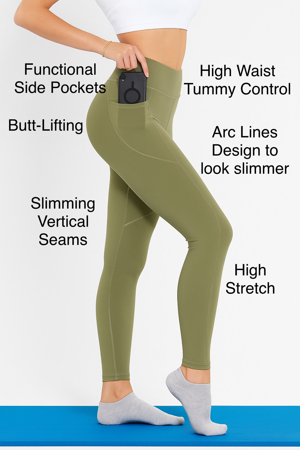 Women's High-Waist Yoga Pants with Pockets
